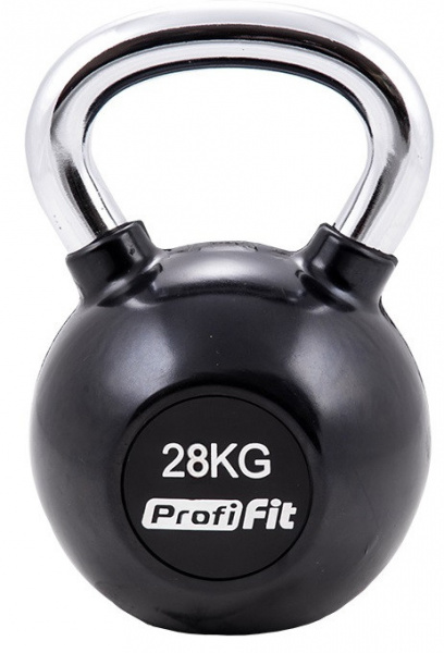 Гиря обрезиненная с хромированной ручкой Profi-Fit, 28 кг