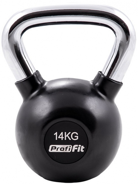 Гиря обрезиненная с хромированной ручкой Profi-Fit, 14 кг